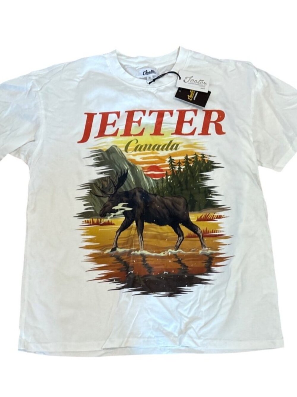 Jeeter Canada Moose Graphic Shirt XL White 100% Cotton NEW